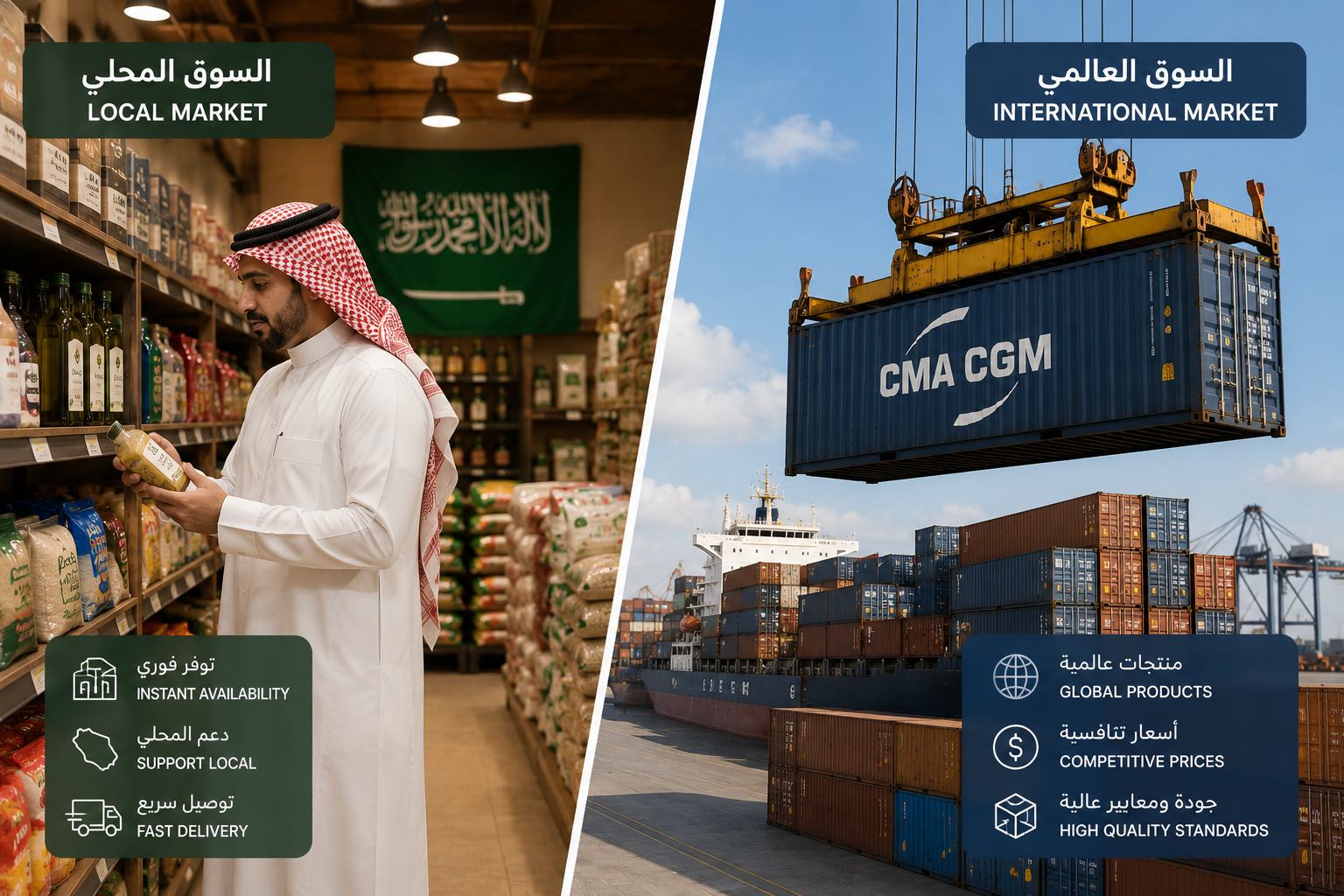 الاستيراد مقابل الشراء المحلي: أيهما يناسب متجرك الإلكتروني في السعودية؟